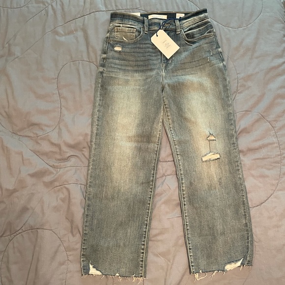 eunina Denim - NWT High Rise Wide Leg Distressed Crop